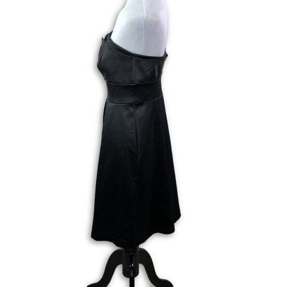 WHBM Strapless Black Satin Cocktail Dress - Picture 3 of 6